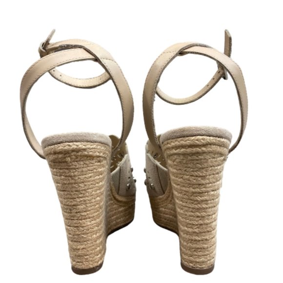 Marc Fisher Tan Hata Suede Studded Wedge Sandals - Picture 8 of 10